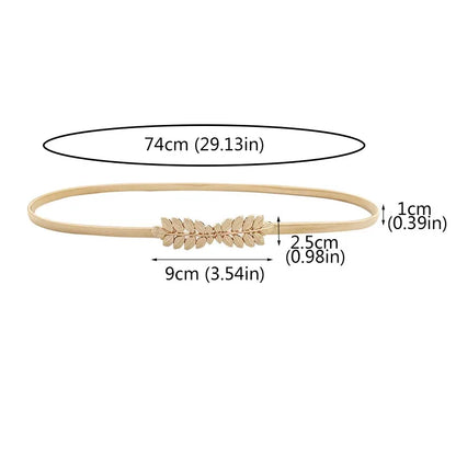 Gold Silver Elastic Belt For Women Flower Leaf Ladies Waist Belts For Dresses Stretch Skinny Metal Female Belt elastische riem