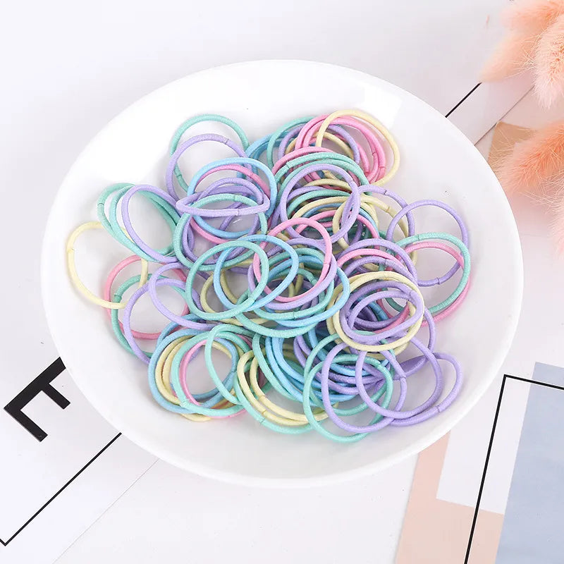 100st/lot 3CM Håraccessoarer Flickor Gummiband Scrunchy Elastiska Hårband barn baby Pannband dekorationer slipsar Gummi för hår