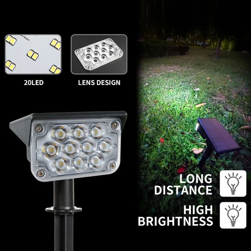 1-4 st 20LED Solar Light Outdoor IP65 Vattentät Landskap Soldriven Vägglampa för Trädgård Innergård Dekoration Spotlights