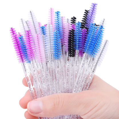 50Pcs Makeup brushes Disposable Crystal Eyebrow brush Diamond Handle Mascara Wand Applicator Eye Lashes Eyelash Extension Tool