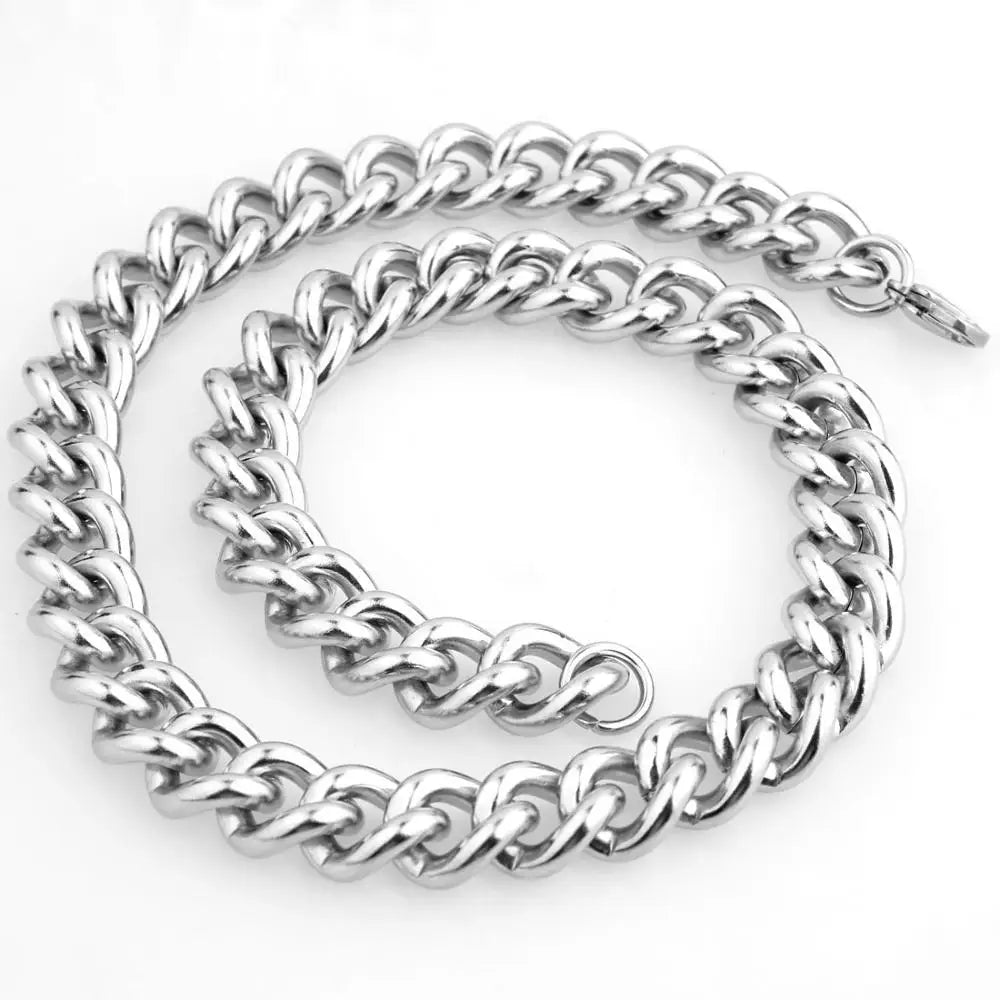 7/9/11/13/15mm Fashion Heavy Men's Necklace Silver Color 316L Stainless Steel Collar Choker Cuban Curb Link Chain