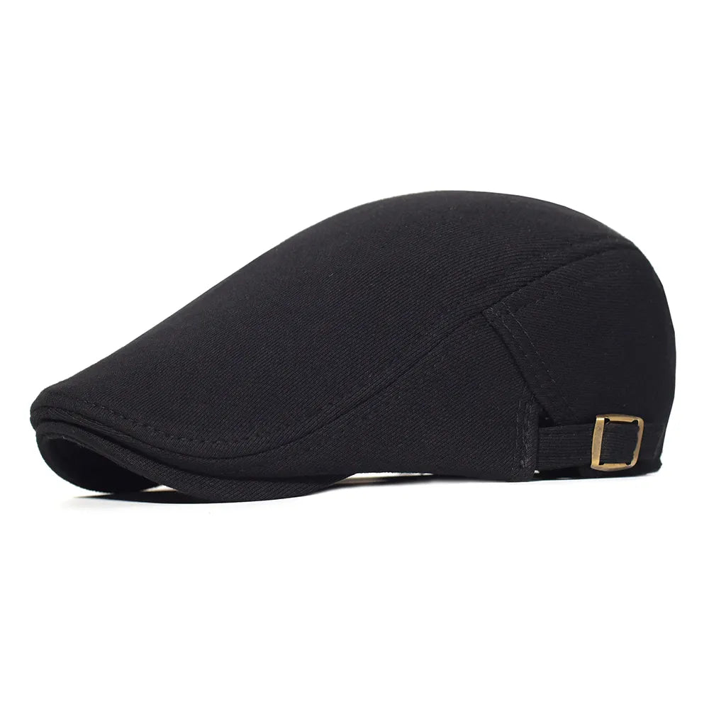 Cotton Adjustable Newsboy Caps Men Woman Casual Beret Flat Ivy Cap Soft Solid Color Driving Cabbie Hat Unisex Black Gray Hats