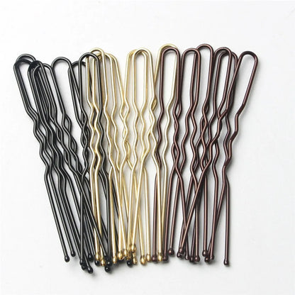 50 Pcs/Bag 5cm U Shaped Alloy Hairpins Waved Hair Clips Simple Metal Bobby Pins Barrettes Bridal Hairstyle Tool Hair Pins