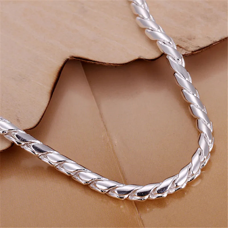 DOTEFFIL 925 Sterling Silver Bracelets 4mm Snake Chain  20cm