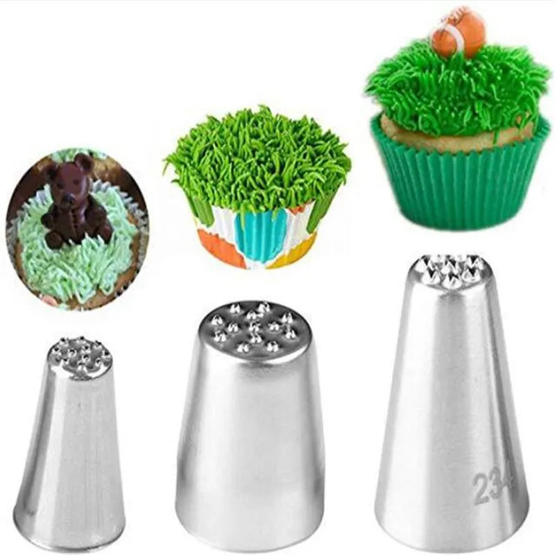 3Pc Stainless steel cream decoration mouth Small grass shape cream nozzle Baking tools Grass Cream Icing Nozzles Pastry Decorate