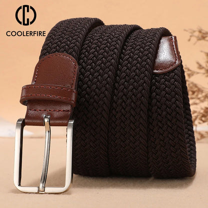 Men Women Casual Knitted Belt Woven Canvas Elastic Expandable Braided Stretch Belts Plain Webbing strap