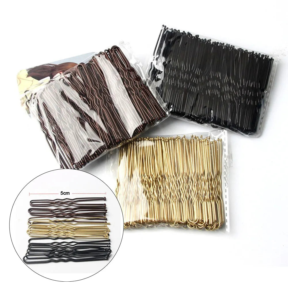 50 Pcs/Bag 5cm U Shaped Alloy Hairpins Waved Hair Clips Simple Metal Bobby Pins Barrettes Bridal Hairstyle Tool Hair Pins