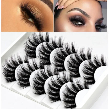 5 par Faux Mink Eyelashes Fluffy