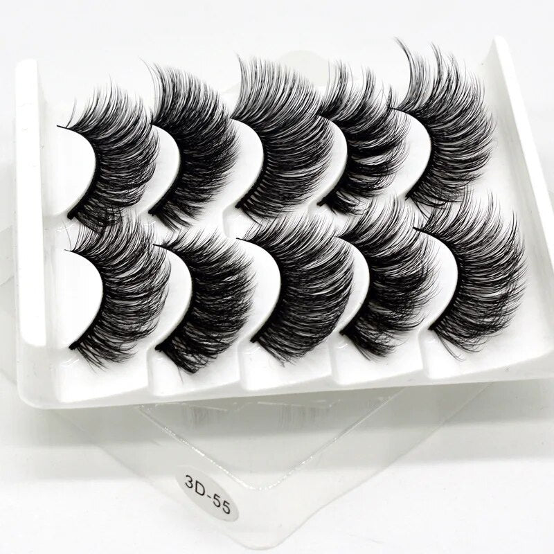 5 par Faux Mink Eyelashes Fluffy