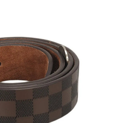 Cowskin Designer Men's Belts for Leather Male Plaid Waist Luxury Brand Jeans Pin Buckle Fashion  Wide Black Brown 130CM