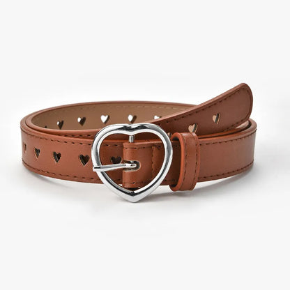 Ceinture en Faux cuir pour enfants, jolie boucle en forme de cœur de pêche, pour filles, amour, œillet en forme de cœur, œillet, ceinture solide