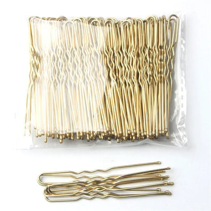 50 Pcs/Bag 5cm U Shaped Alloy Hairpins Waved Hair Clips Simple Metal Bobby Pins Barrettes Bridal Hairstyle Tool Hair Pins