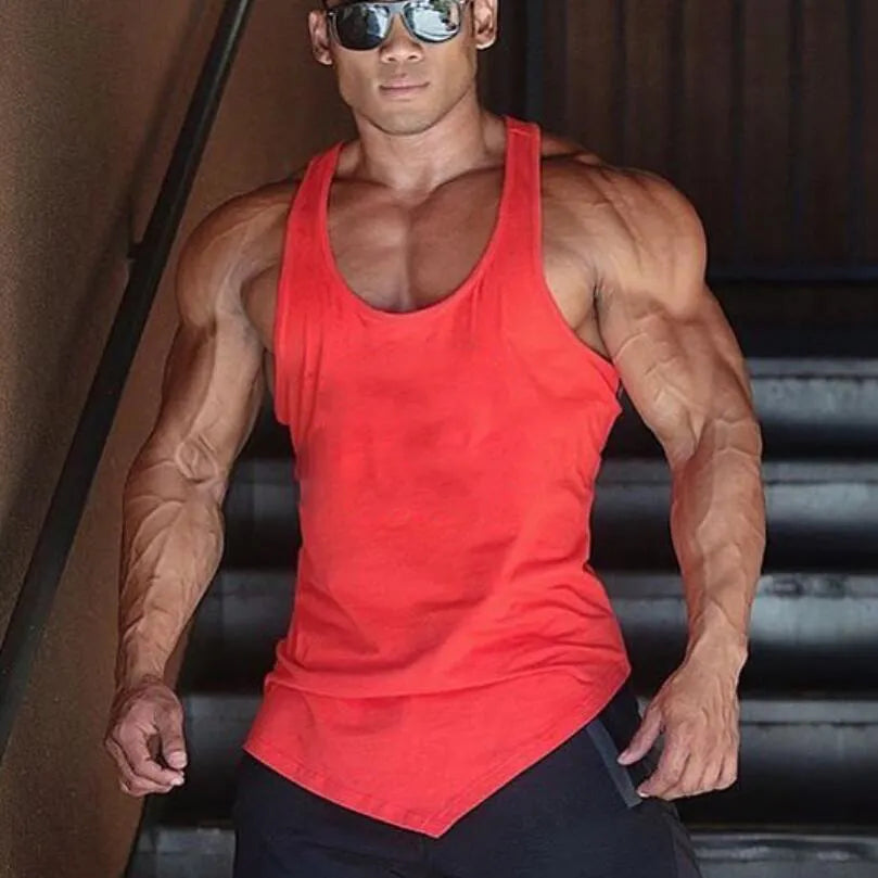 Brand Solid Color Clothing Gym tank top men Fitness Sleeveless Shirt Cotton blank Muscle vest Bodybuilding Stringer Tanktop