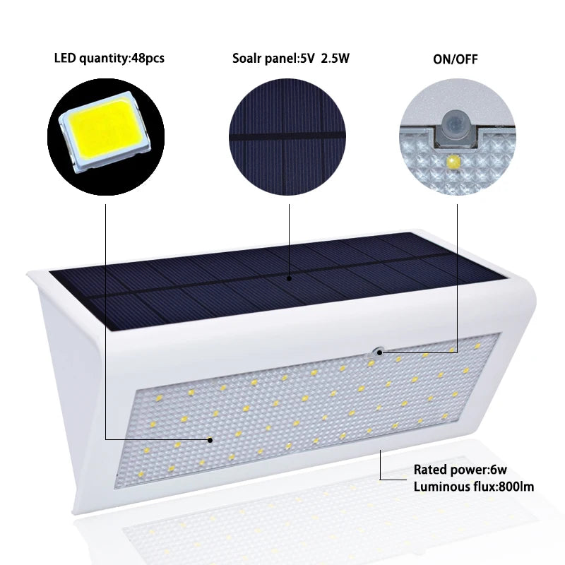 Upgraded 4 in 1 Solar Motion Sensor Lights 800lm 46 LEDs Wireless Security Outdoor Garden Lamp Light With 4 Intelligent Modes