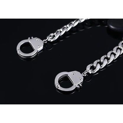 Handcuff Bracelet for Women Men  Stainless Steel Chain Black Gold Color