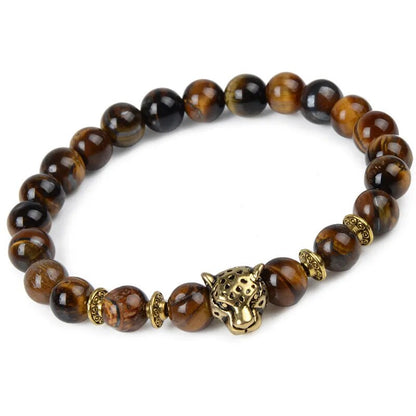 Leopard Tiger Eye Lion Head Bracelet Owl Buddha Bead Bracelets Bangles Skull Charm Natural Stone Bracelet