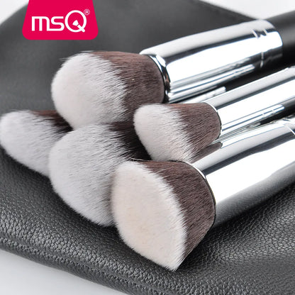 MSQ Professional 15pcs Makeup Brushes Set Powder Foundation Eyeshadow Make Up Brush Kit Cosmetics Synthetic Hair PU Leather Case