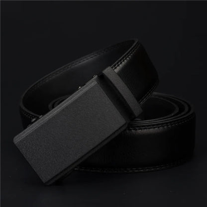 Men's Belt Automatic Ratchet Buckle with Cow Genuine Leather Belts for Men luxury brand male strap 110-130cm length