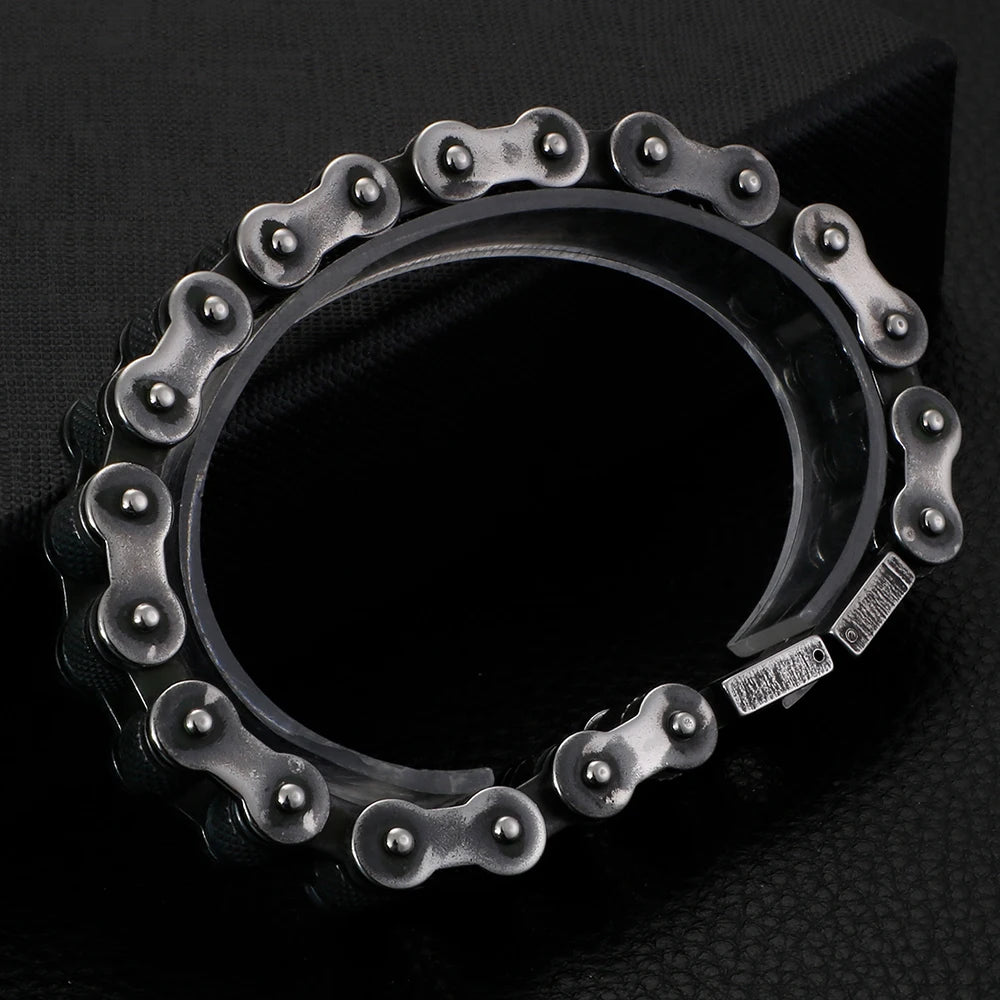 Bracelet rétro en acier inoxydable pour hommes, chaîne de moto, 13MM de large, Rock And Roll, bijoux masculins à la main