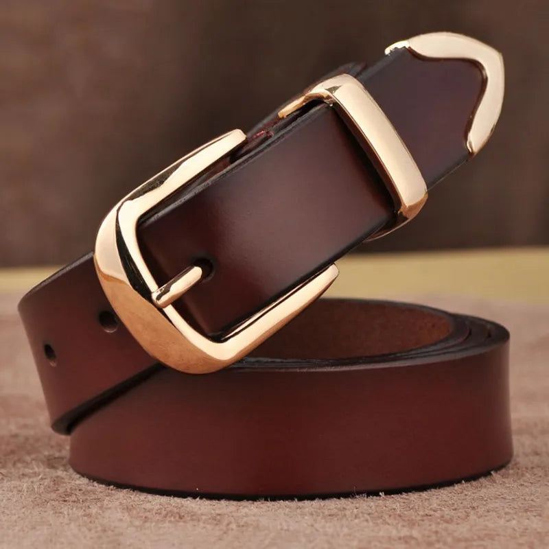 Ceinture en cuir véritable pour femmes, décontractée, assortie à tout, brève, couleur Pure, ceinture en jean de qualité supérieure