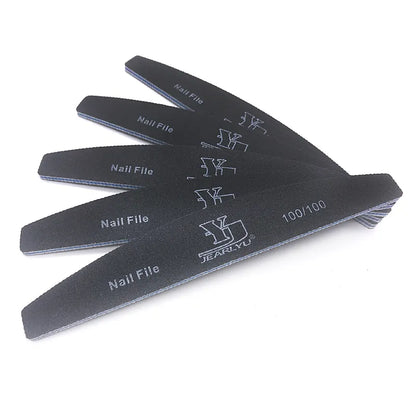 5 Pcs 80 100 150 180 240 Grit Nail File Moon Style Nail Polish File Set