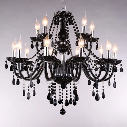 18/15/10/8/6 Arms Luxury Black Crystal Chandelier Lighting Candle Lamp Brief Fashion Living Room Bedroom Fixture