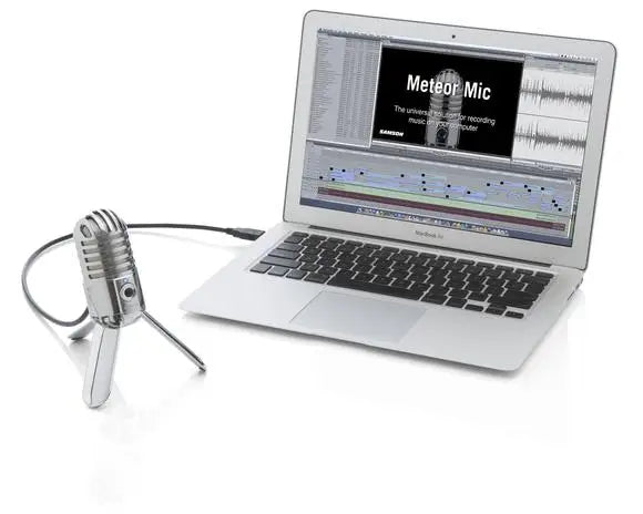 Original Samson Meteor Mic Studio Recording Kondensator Mikrofon Fällbart ben med USB-kabel Bärväska för dator