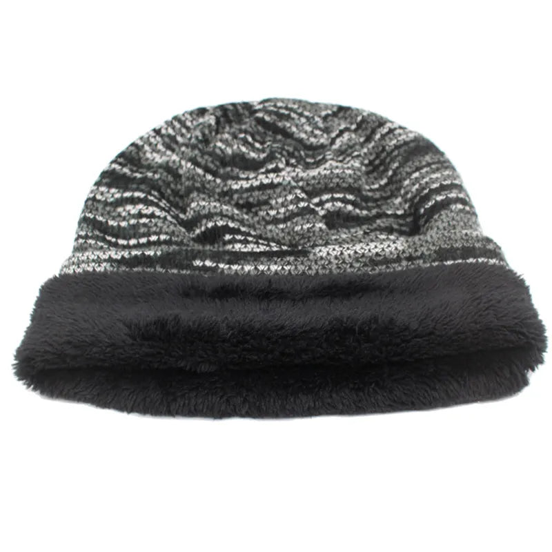 Stickad mössa Kvinnor Skullies Beanies Vinterhattar För Herr Motorhuv Randiga Kepsar Varm Baggy Mjuk Kvinna Ull Herr Mössa