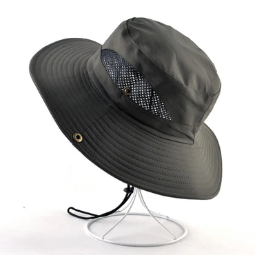 Chapeaux de soleil de couleur unie pour hommes, casquette de pêche en plein air, à large bord, Anti-UV, de plage, seau pour femmes, randonnée d'été, camping, gorros os