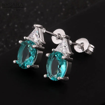 FYSARA Summer Style Blue Green Created Gemstone Geometry Female Earrings