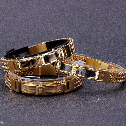 Luxury Gold Plated Men's Bracelets Best Friends Man Bracelet With Magnet Clasp 316L Stainless Steel Male Jewellery Accessories