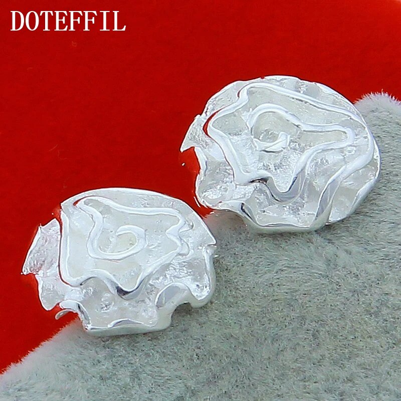 DOTEFFIL 925 Sterling Silver Rose Flower Stud örhänge