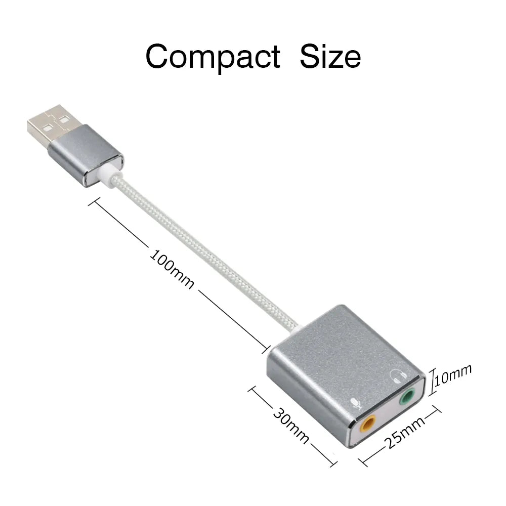 7.1 External USB Sound Card Jack 3.5mm USB Audio Adapter Earphone Micphone Sound Card for Macbook Computer Laptop PC