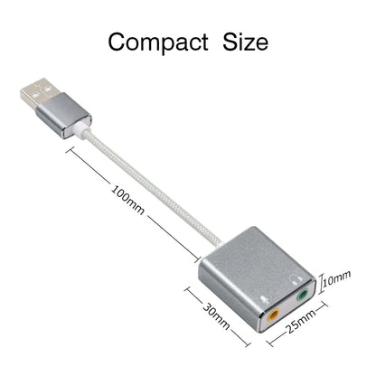 7.1 External USB Sound Card Jack 3.5mm USB Audio Adapter Earphone Micphone Sound Card for Macbook Computer Laptop PC