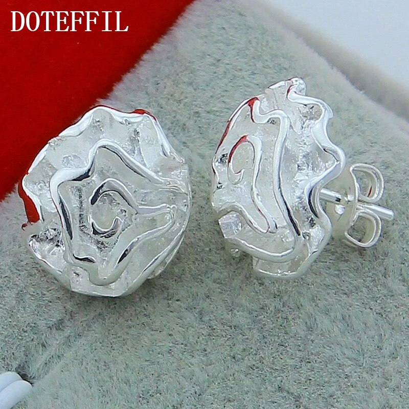 DOTEFFIL 925 Sterling Silver Rose Flower Stud örhänge