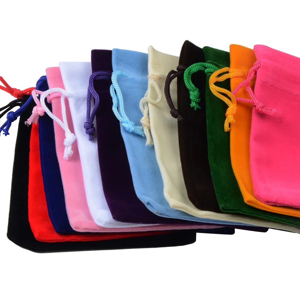 10pcs/lot 5x7cm 7x9cm 9x12cm Coloful Velvet Pouches Jewelry Packaging Display Drawstring Packing Gift Bags & Pouches