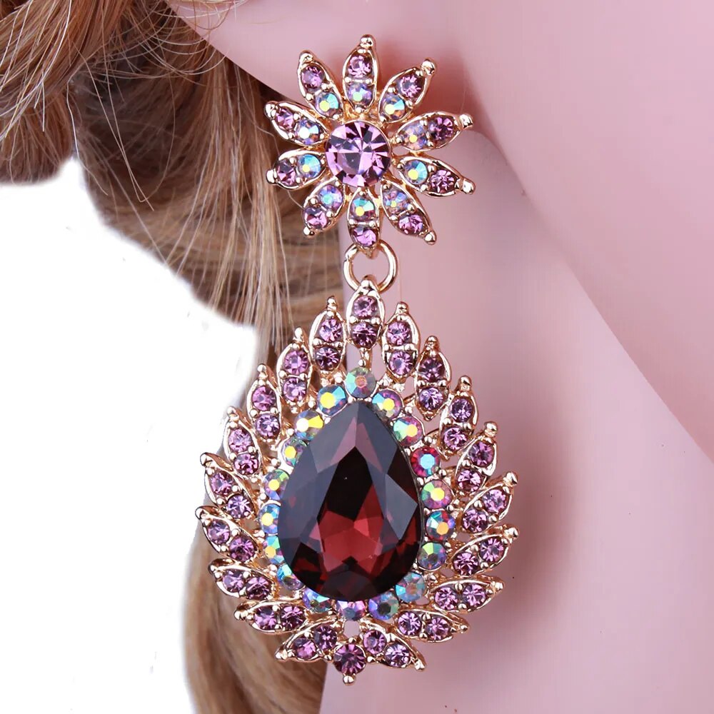 FARLENA Jewelry Elegant Water Drop Earrings Fashion Crystal Rhinestones Earrings