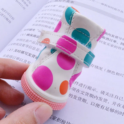 New Dots Dog Shoes PU Hot Sale Snow Winter Snow Pink White Pets Boots For Puppy Small Animals Yorkshire Dachshund Supply