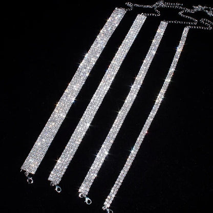 Stretch Rhinestone Crystal Choker Necklace Elastic Cord Elegant