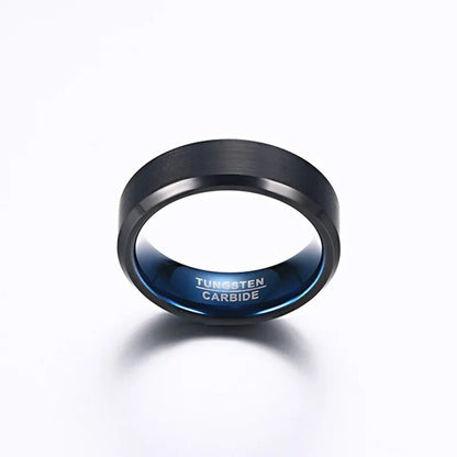 Alliances en tungstène bleu noir de 6 mm et 8 mm pour hommes, taille américaine 4 à 12