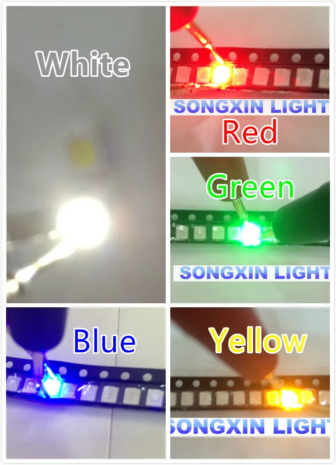 100 pcs/lot Diodes LED SMD 3528 1210 Diode SMD LED Diodo Kit vert rouge chaud blanc glace bleu jaune rose violet-UV Orange rvb