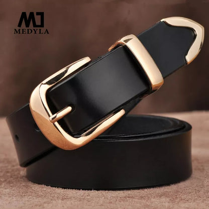 Ceinture en cuir véritable pour femmes, décontractée, assortie à tout, brève, couleur Pure, ceinture en jean de qualité supérieure