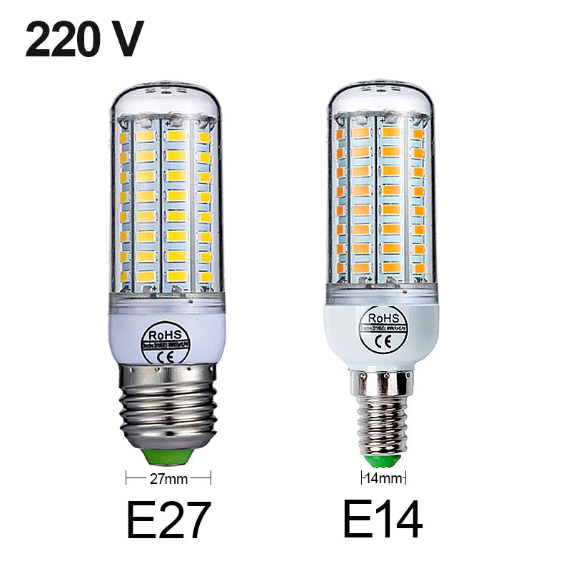 E27 LED Lamp E14 LED Bulb SMD5730 220V Corn Bulb 24 36 48 56 69 72LEDs Chandelier Candle LED Light For Home Ampoule