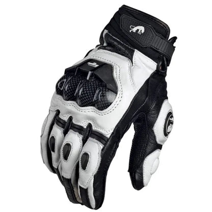 Gants de moto noirs de course en cuir véritable, gants d'équipe de course sur route blancs pour hommes, été et hiver