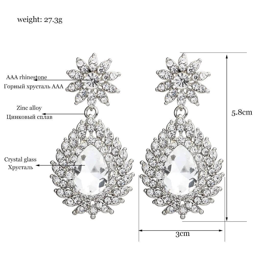 FARLENA Jewelry Elegant Water Drop Earrings Fashion Crystal Rhinestones Earrings