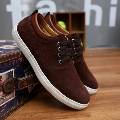 Men Flats Shoes Canvas Shoes Male Leather Casual Breathable Shoes Lace-Up Flats For Students Large Size