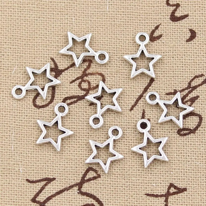 50 st Charms Star Pentagram 13x10mm Handgjorda hänge som passar, vintage tibetansk brons, DIY för armbandshalsband