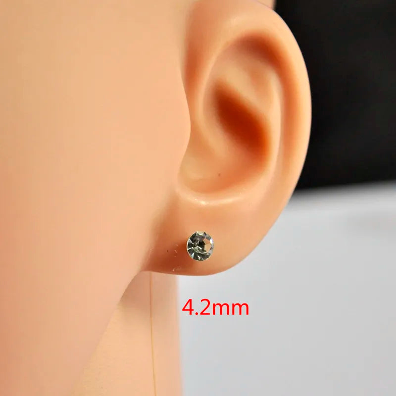 72Pcs (36Pairs) One Card 4mm - 7mm Crystal Zirconia Stainless Steel Stud Earring