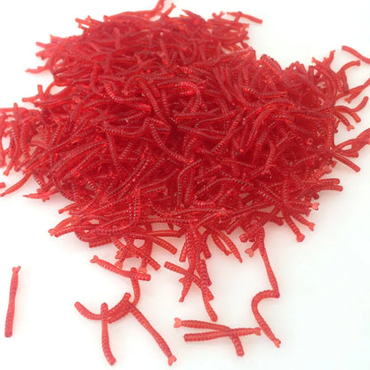 50pcs/Lot Lifelike Red Worm Soft Bait Smell Shrimp Odor Artificial Silicone Fishing Lure Bass 2cm Simulation Earthworm Takcle