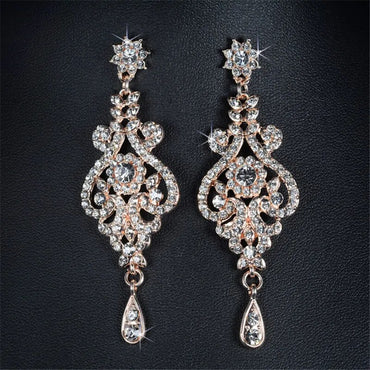 Ensembles de bijoux de mariée couleur or Rose, ensembles de boucles d'oreilles et collier en cristal autrichien CZ